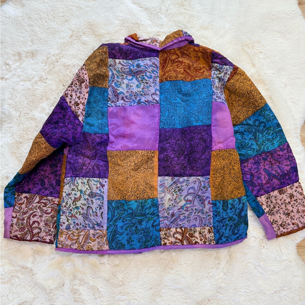 💫Vibrant Vintage Handmade Colorful Fairycore Floral Paisley Patchwork Jacket - Picture 7 of 14